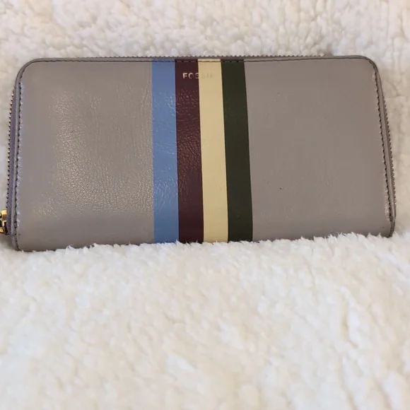 Fossil Beige Wallet with Colorful Stripes - Picture 1 of 16